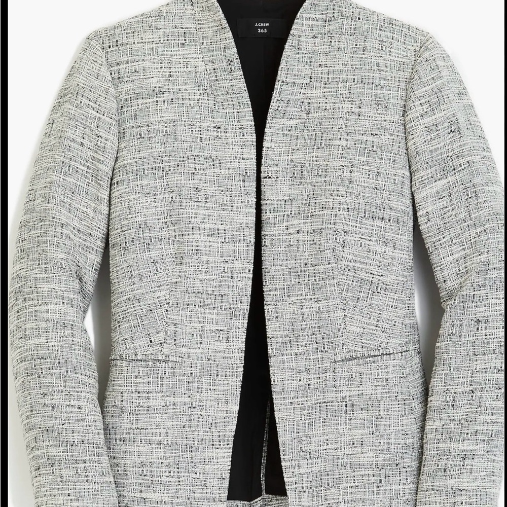 J. Crew Going Out Blazer in Black and White Tweed with metallic threads